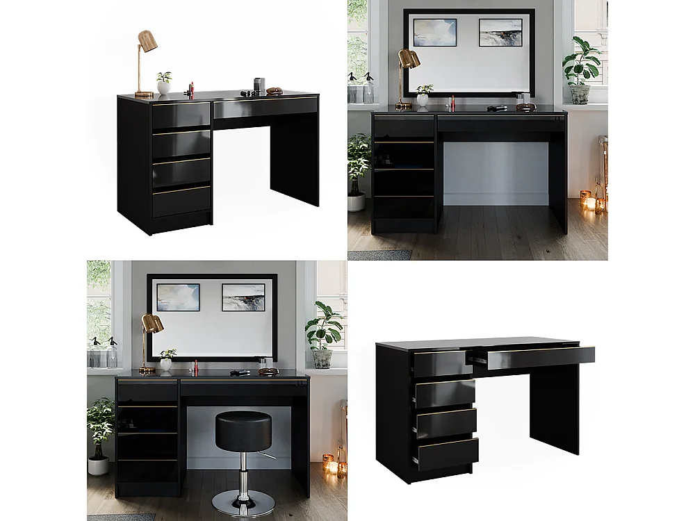 Tocador negro/oro 120x55x75 sherry