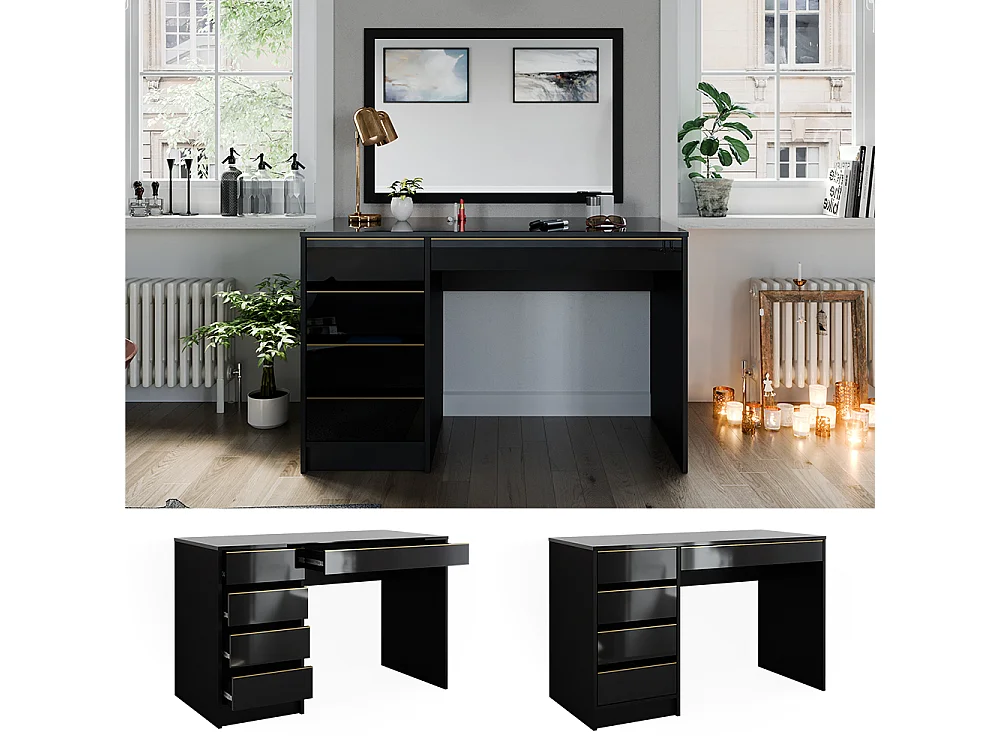 Dressing table black/gold 120x55x75 sherry