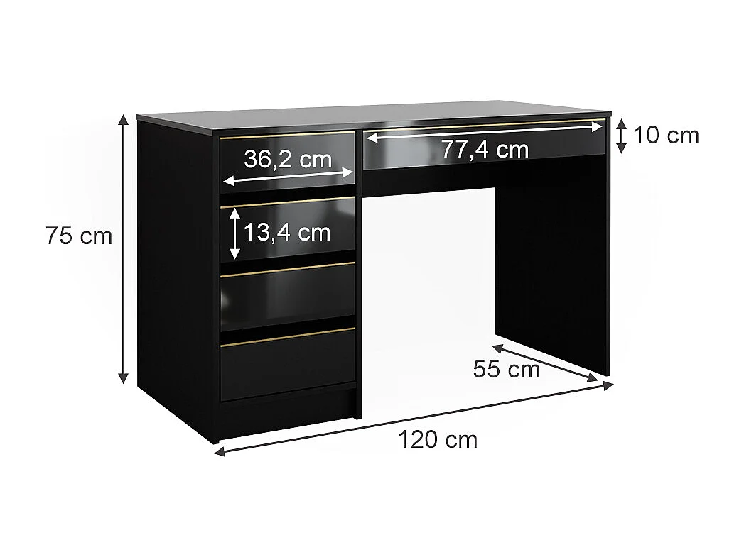 Dressing table black/gold 120x55x75 sherry