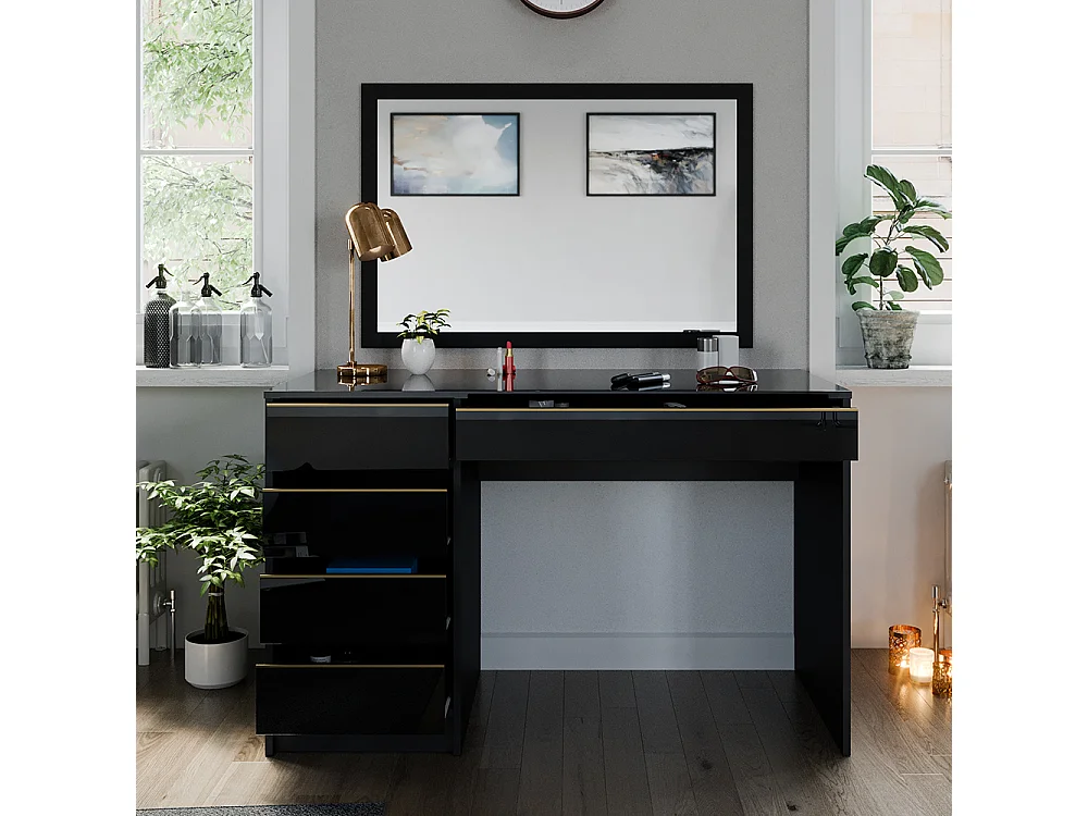 Dressing table black/gold 120x55x75 sherry