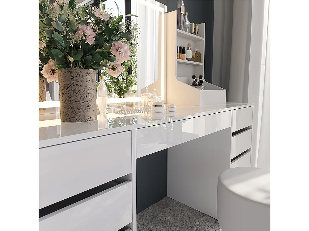 Coiffeuse blanc/blanc brillant 158.2x50.1x76 sherry