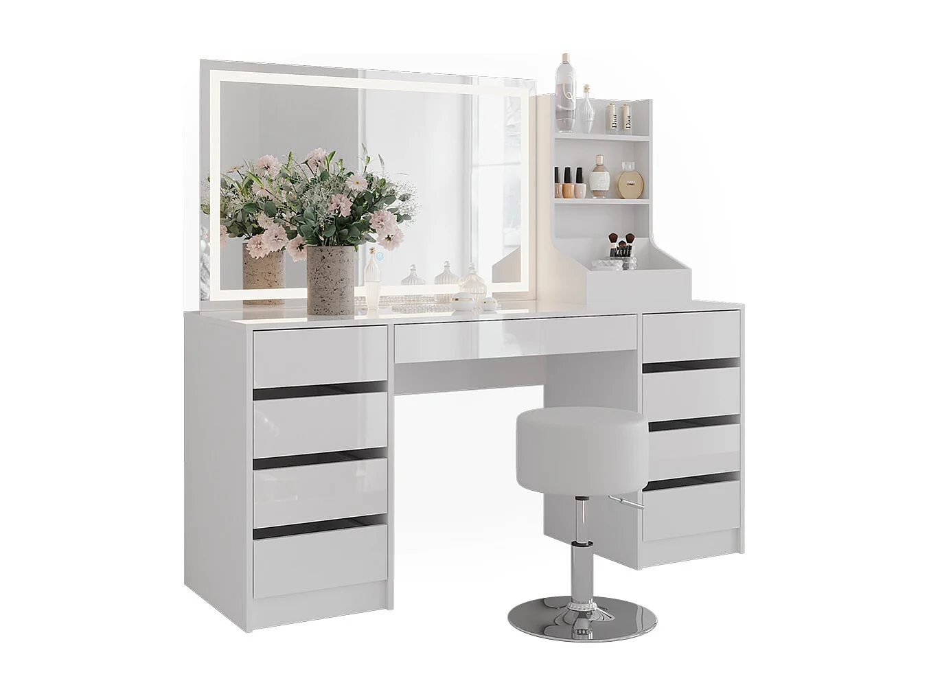 Vanity table white/white high gloss 158.2x50.1x76 sherry