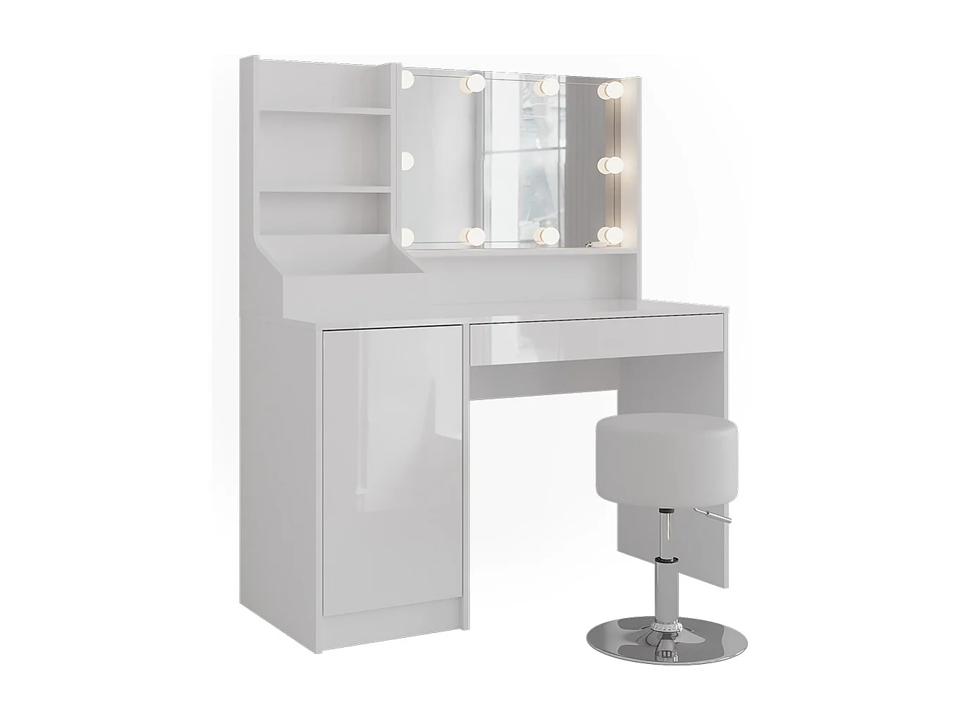 Coiffeuse blanc/blanc brillant 119.8x50.1x76 sherry