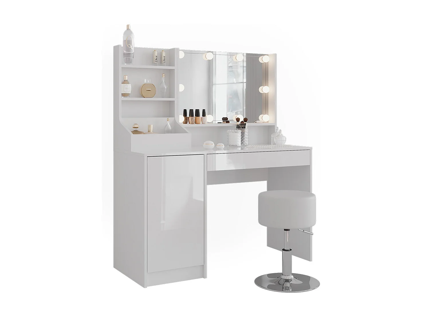 Coiffeuse blanc/blanc brillant 119.8x50.1x76 sherry