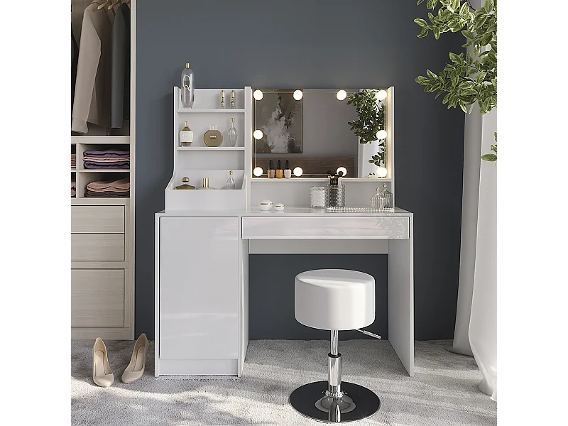 Coiffeuse blanc/blanc brillant 119.8x50.1x76 sherry