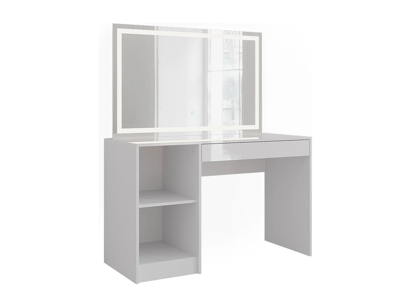 Schminktisch weiß/weiß hochglanz 119.8x50.1x76 sherry