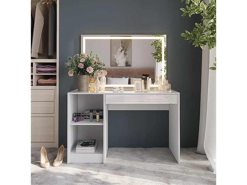 Kaptafel met licht wit/wit hoogglans 119.8x50.1x76 sherry