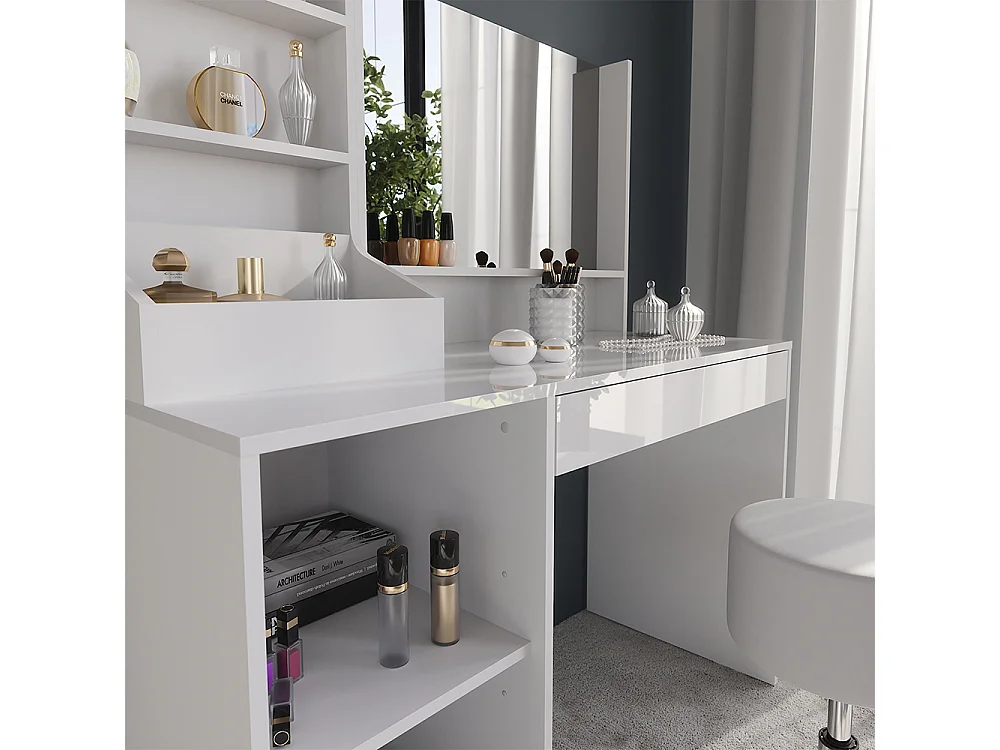 Coiffeuse blanc/blanc brillant 119.8x50.1x76 sherry