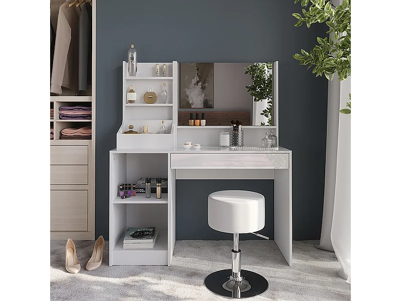 Schminktisch weiß/weiß hochglanz 119.8x50.1x76 sherry