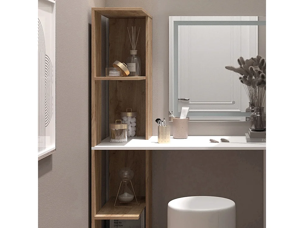 Coiffeuse blanc/sonoma 122.2x55.2x75.8 tower