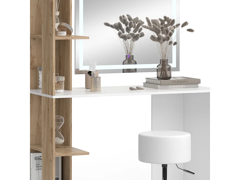 Coiffeuse blanc/sonoma 122.2x55.2x75.8 tower