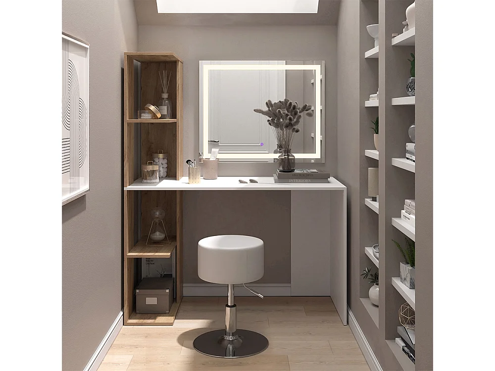 Coiffeuse blanc/sonoma 122.2x55.2x75.8 tower