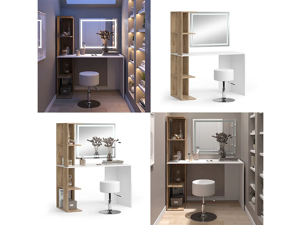 Coiffeuse blanc/sonoma 122.2x55.2x75.8 tower