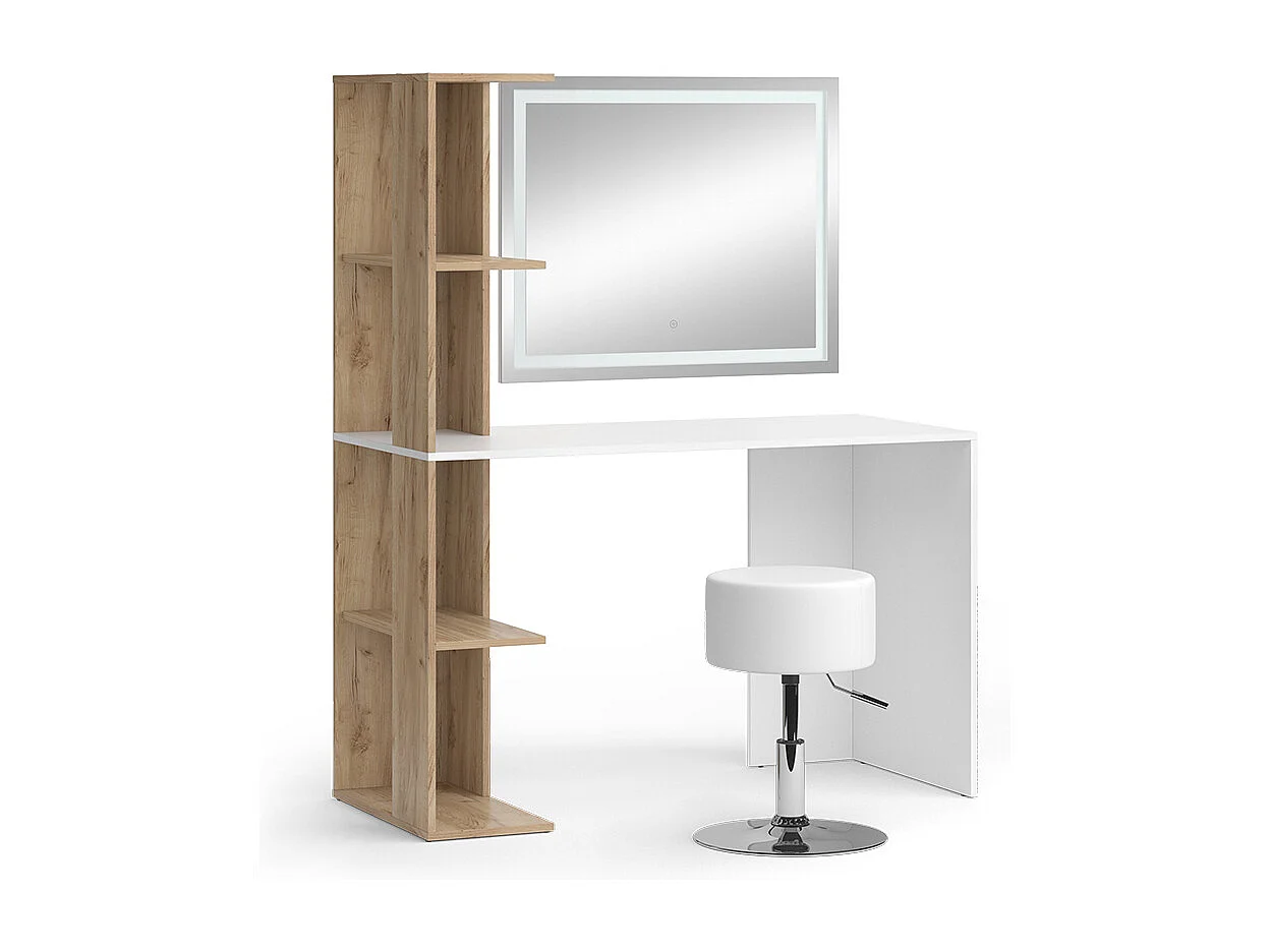Makeupbord hvid/sonoma 122.2x55.2x75.8 tower