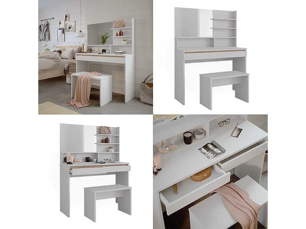 Coiffeuse blanc 120x41.8x83 emma