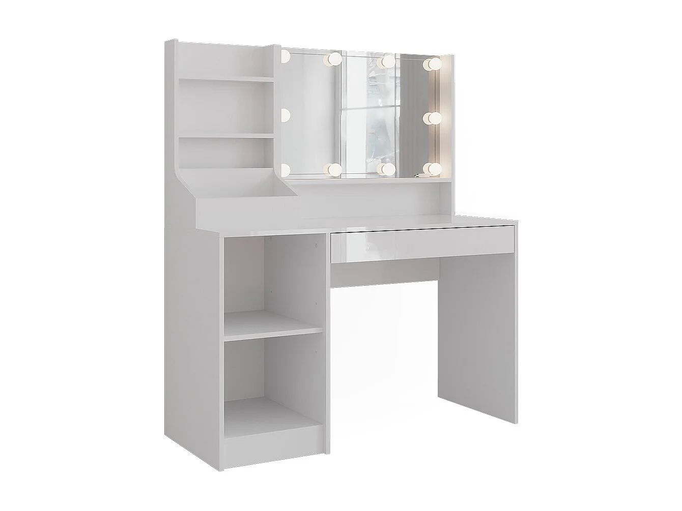 Schminktisch weiß/weiß hochglanz 119.8x50.1x76 sherry