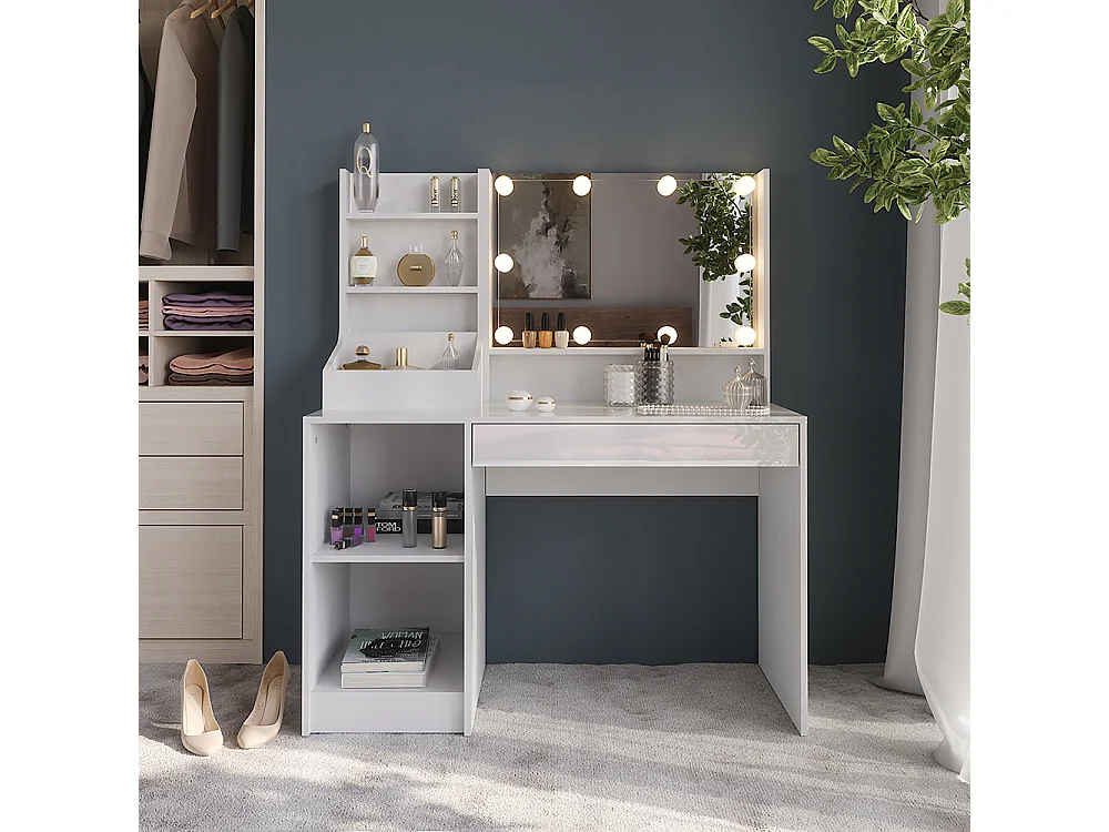 Coiffeuse blanc/blanc brillant 119.8x50.1x76 sherry