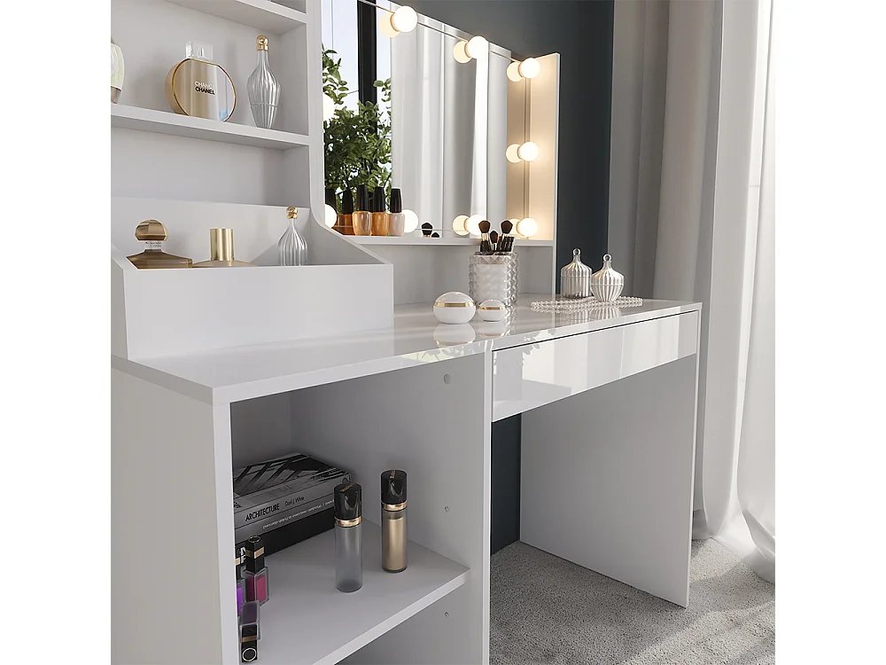 Coiffeuse blanc/blanc brillant 119.8x50.1x76 sherry