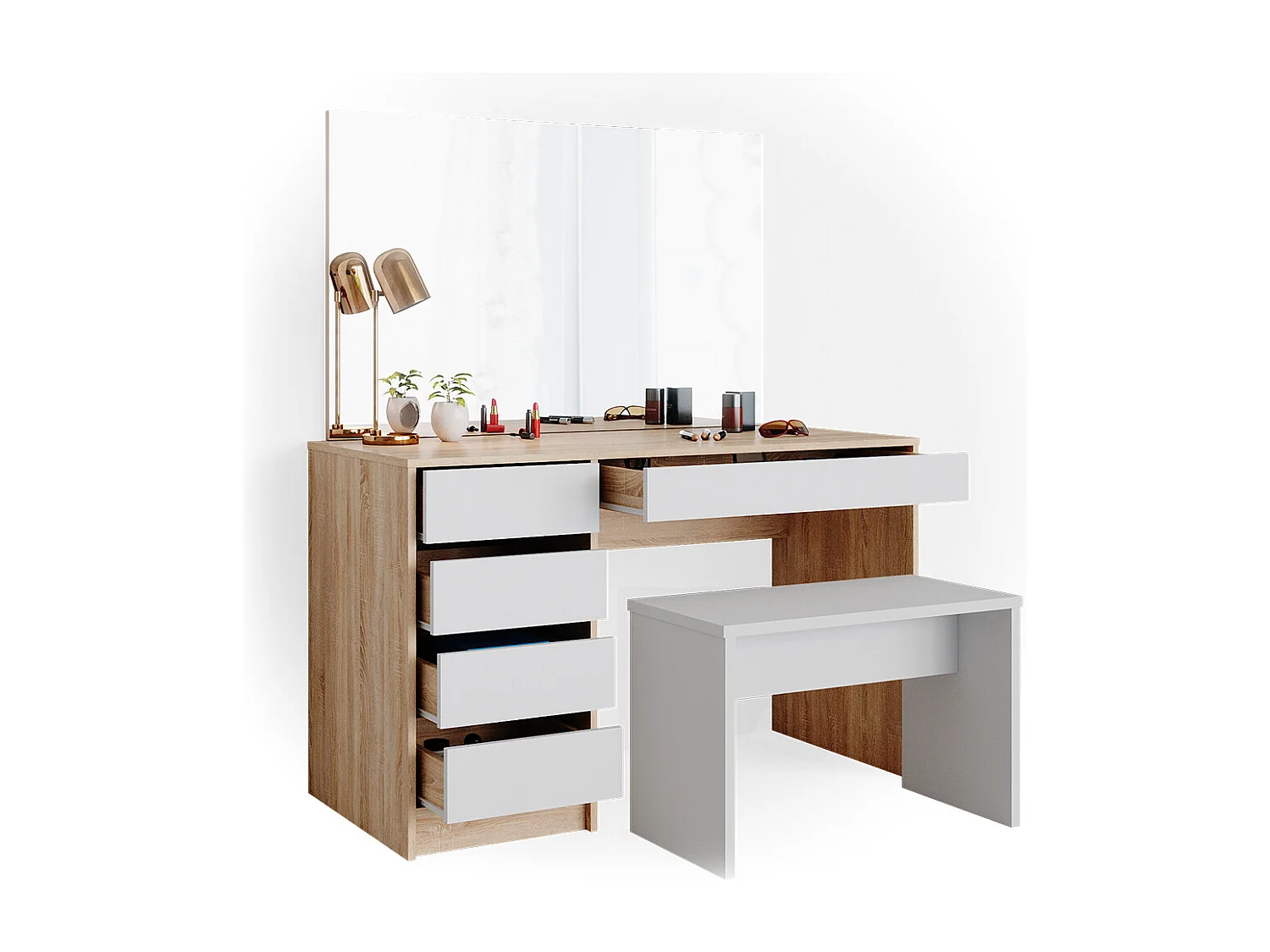 Coiffeuse blanc/sonoma 120x55x75 sherry