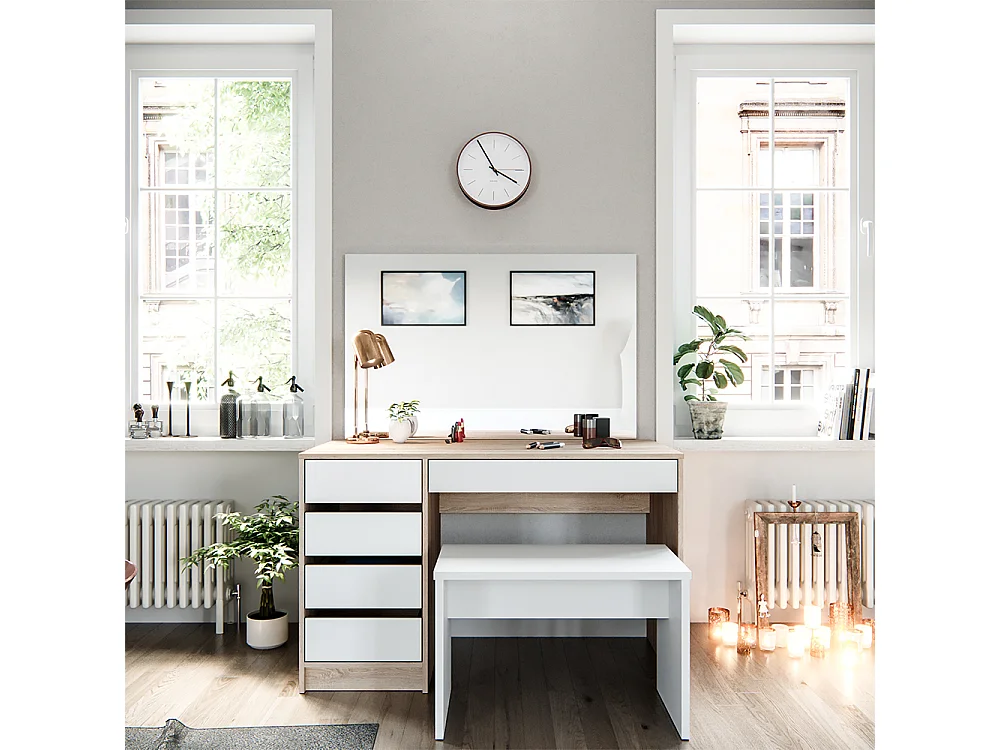 Vanity table white/sonoma 120x55x75 sherry