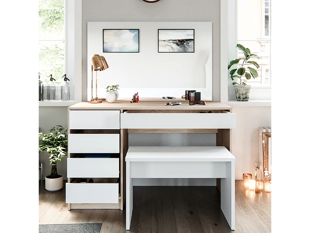 Vanity table white/sonoma 120x55x75 sherry