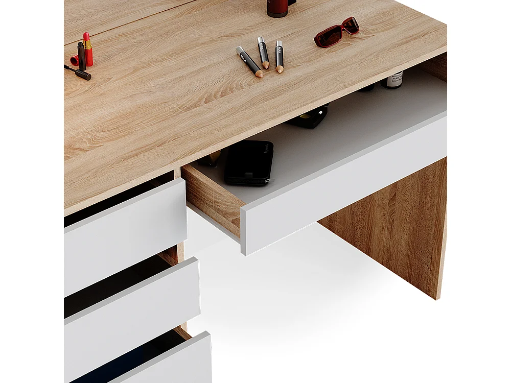 Vanity table white/sonoma 120x55x75 sherry