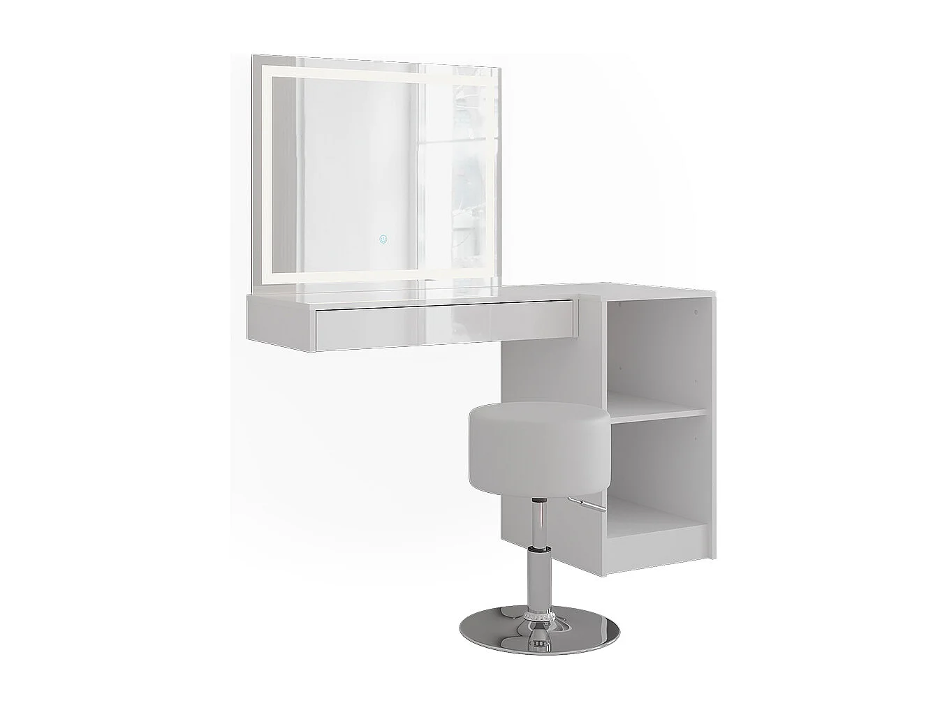 Kaptafel set met kruk wit/wit hoogglans 120x50.1x76 sherry