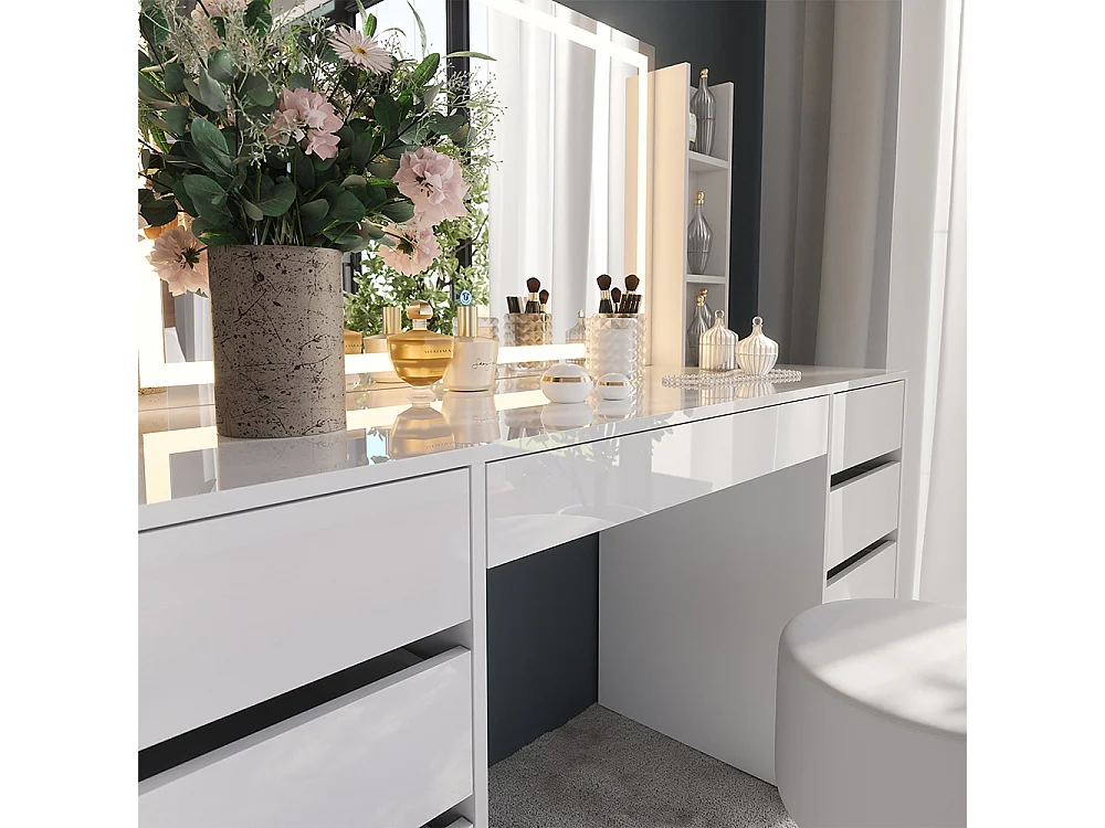 Coiffeuse blanc/blanc brillant 158.2x50.1x76 sherry