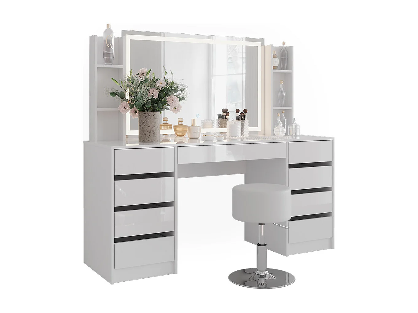 Coiffeuse blanc/blanc brillant 158.2x50.1x76 sherry