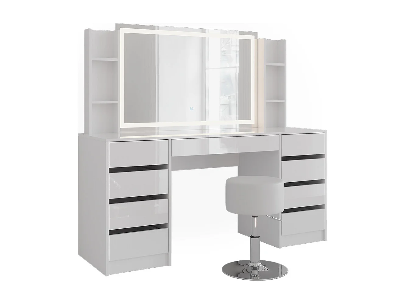 Kaptafel set met kruk wit/wit hoogglans 158.2x50.1x76 sherry