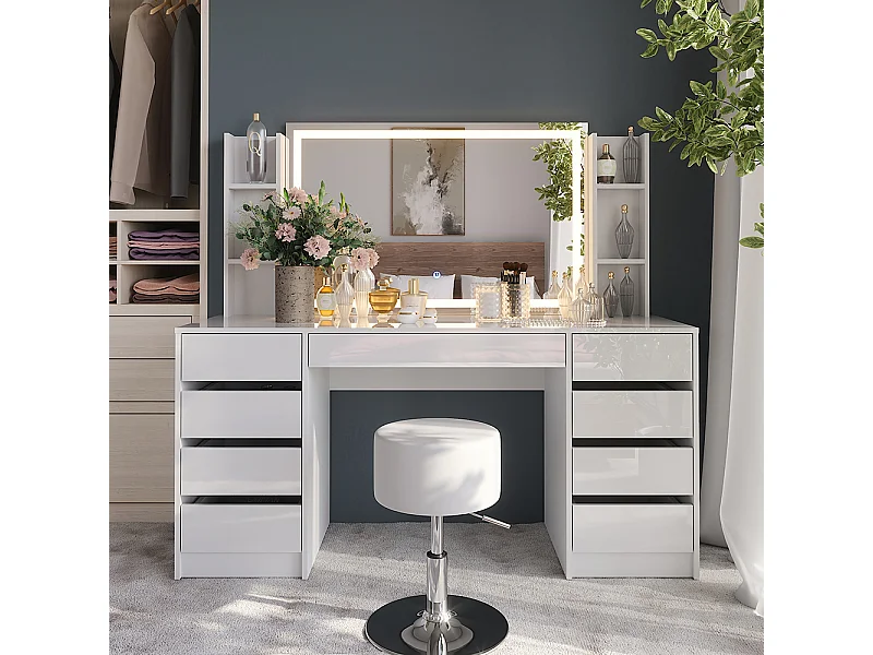 Coiffeuse blanc/blanc brillant 158.2x50.1x76 sherry