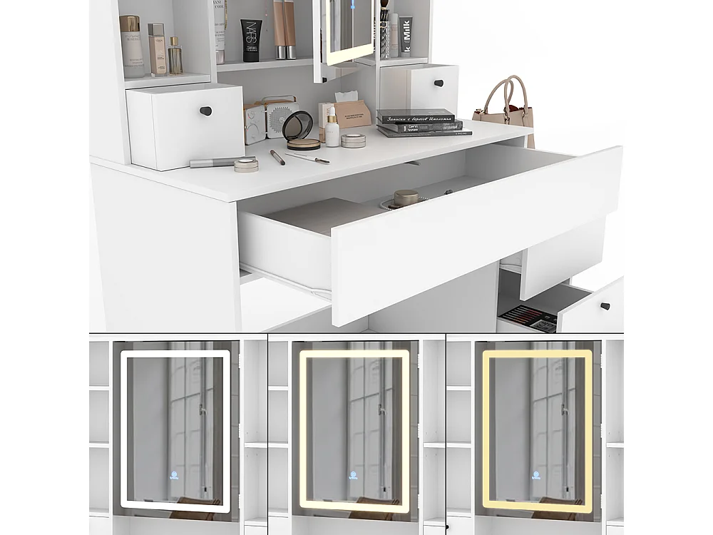 Schminktisch weiß 105.5x40x146.5 livora