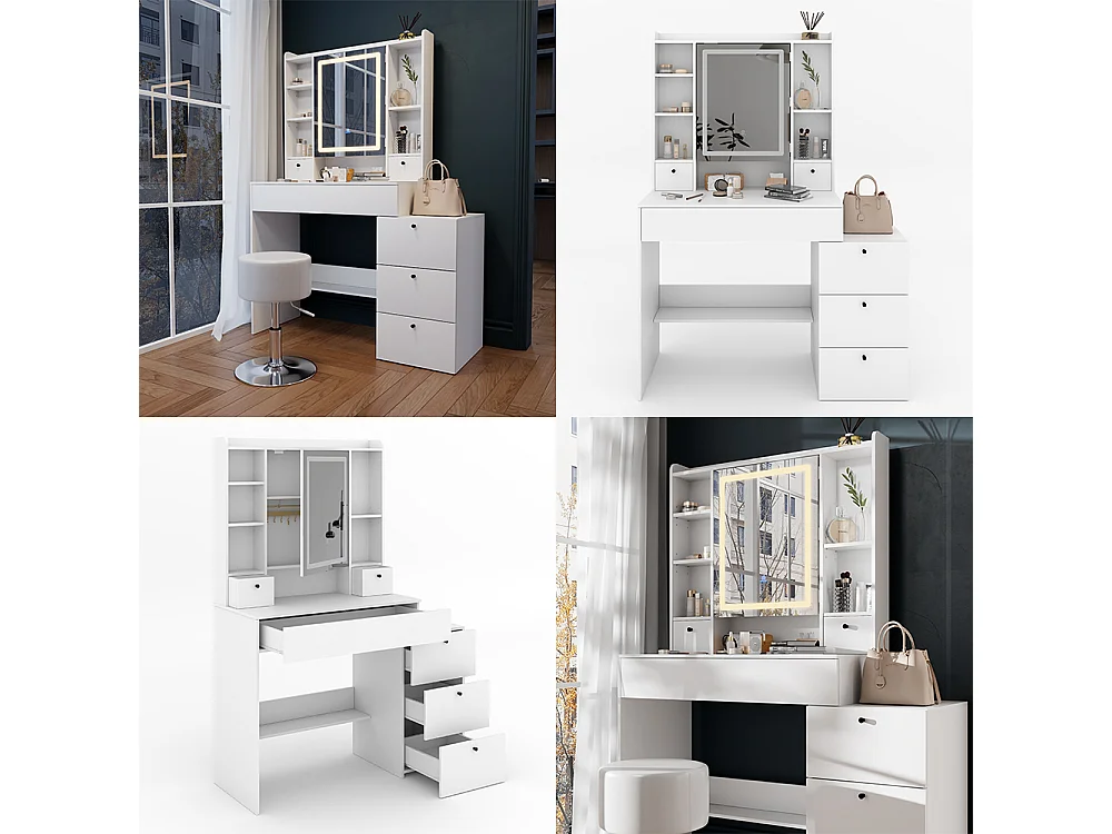 Schminktisch weiß 105.5x40x146.5 livora