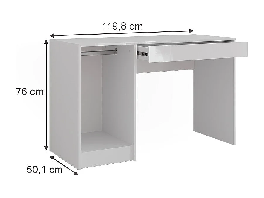 Kaptafel wit/wit hoogglans 119.8x50.1x76 sherry