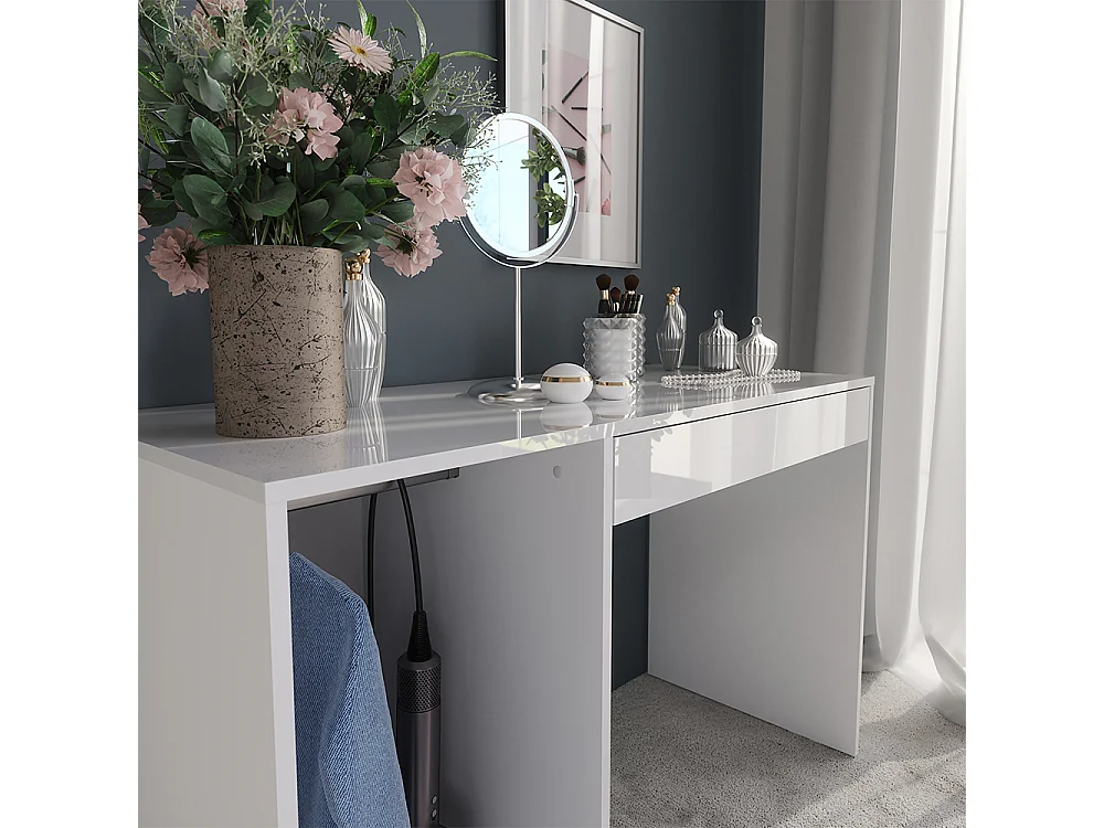 Kaptafel wit/wit hoogglans 119.8x50.1x76 sherry