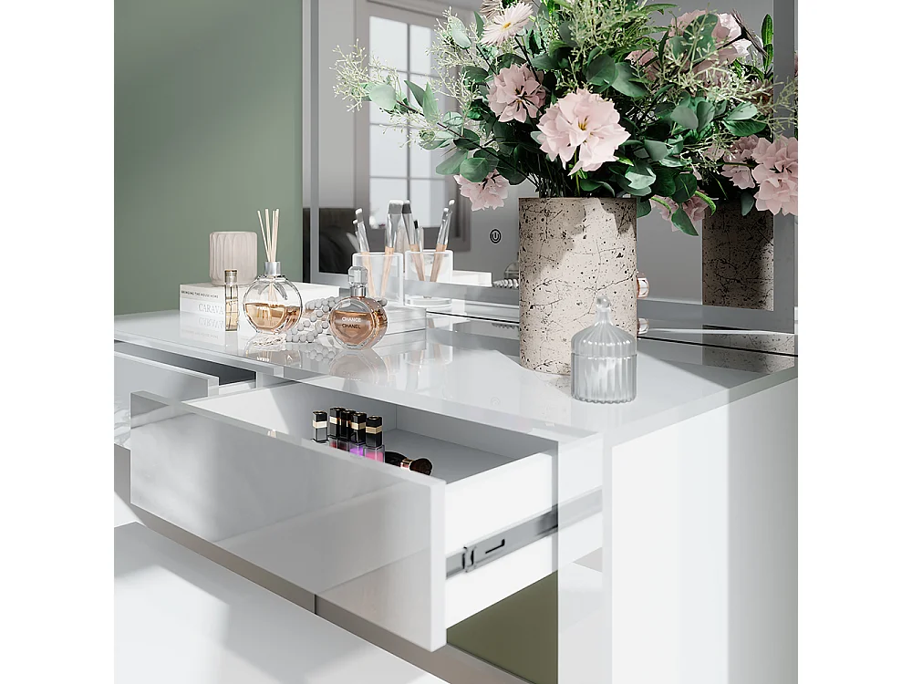 Tocador blanco alto brillo/blanco 110x50x75.5 annabelle