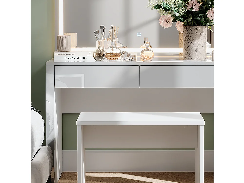 Dressing table white high gloss / white 110x50x75.5 annabelle