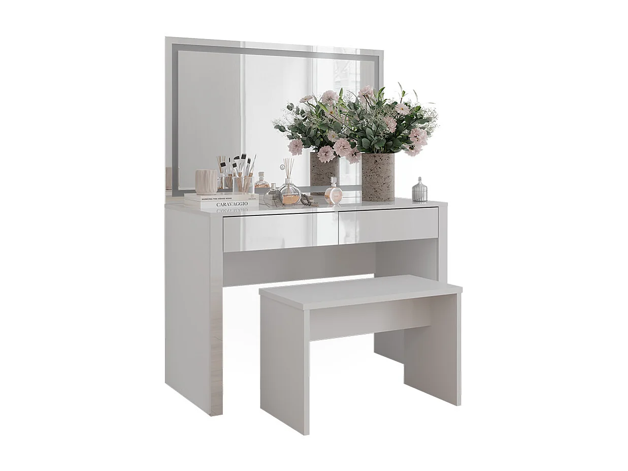 Dressing table white high gloss / white 110x50x75.5 annabelle