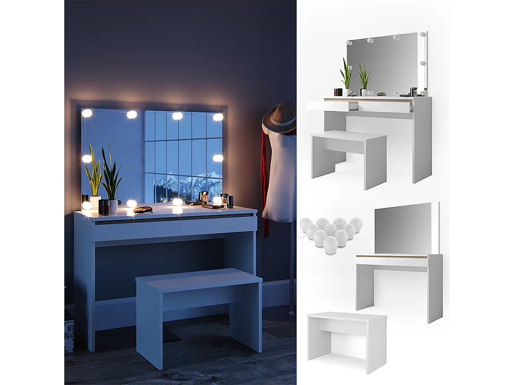 Tocador blanco 120x41.8x83 emma