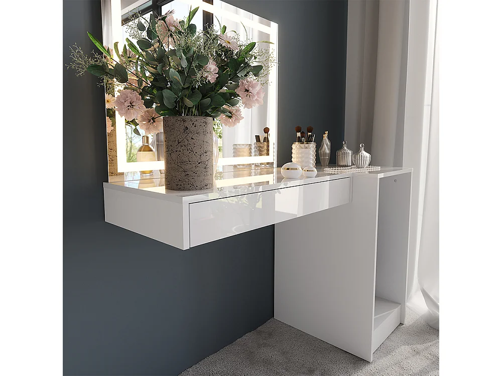 Coiffeuse blanc/blanc brillant 120x50.1x76 sherry