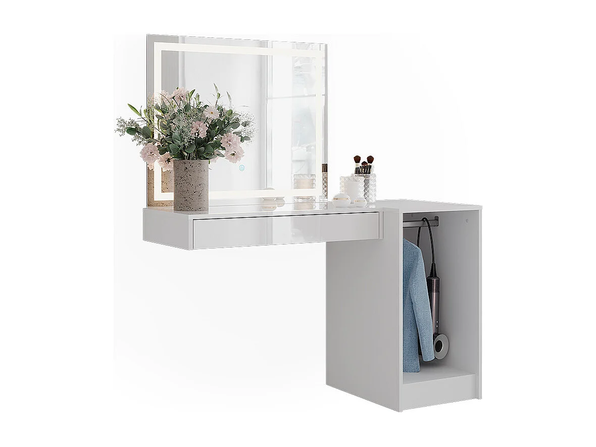 Coiffeuse blanc/blanc brillant 120x50.1x76 sherry