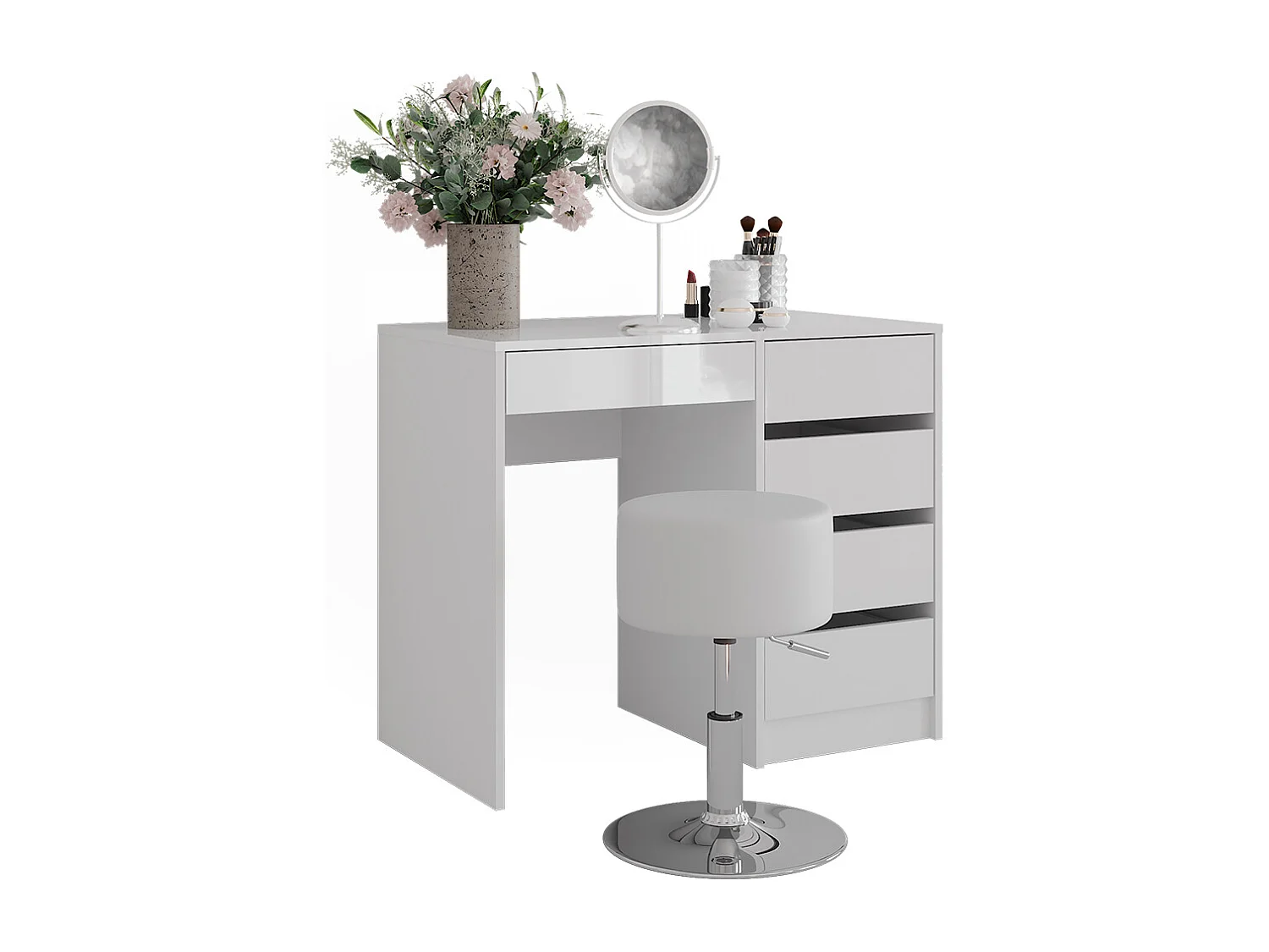 Schminktisch weiß/weiß hochglanz 89.8x50.1x76 sherry