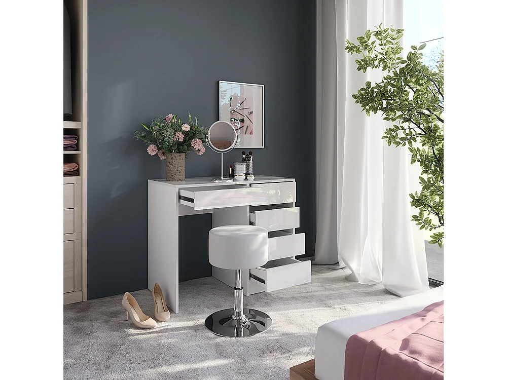 Tavolo da toeletta bianco/bianco lucido 89.8x50.1x76 sherry