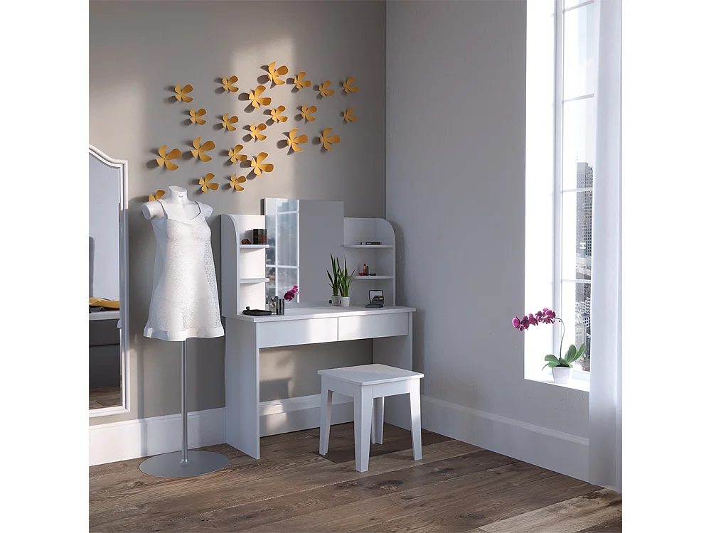 Schminktisch weiß 108x40x139 charlotte