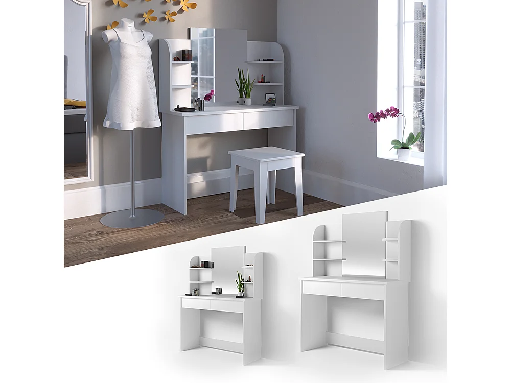 Schminktisch weiß 108x40x139 charlotte
