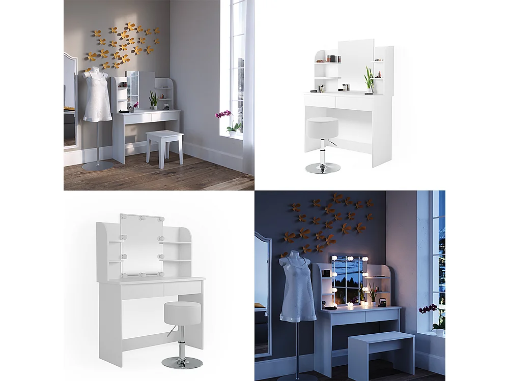 Schminktisch weiß 108x40x139 charlotte