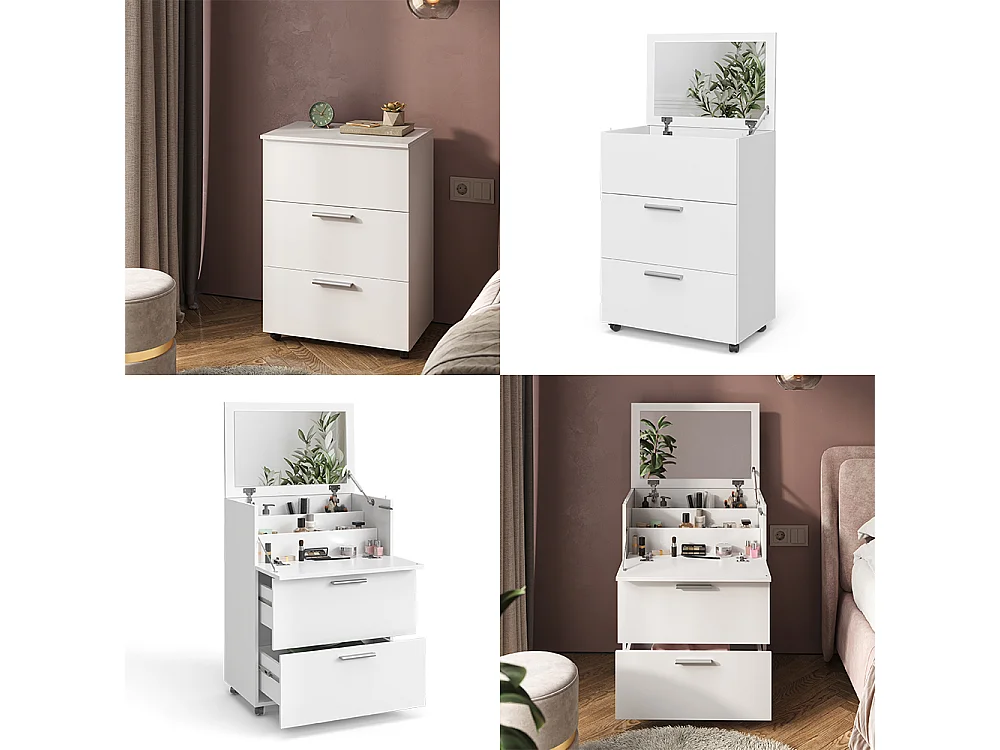 Coiffeuse blanc 65.8x41.6x91.6 hanna