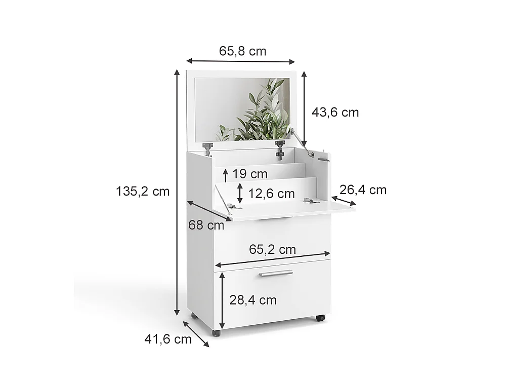 Coiffeuse blanc 65.8x41.6x91.6 hanna