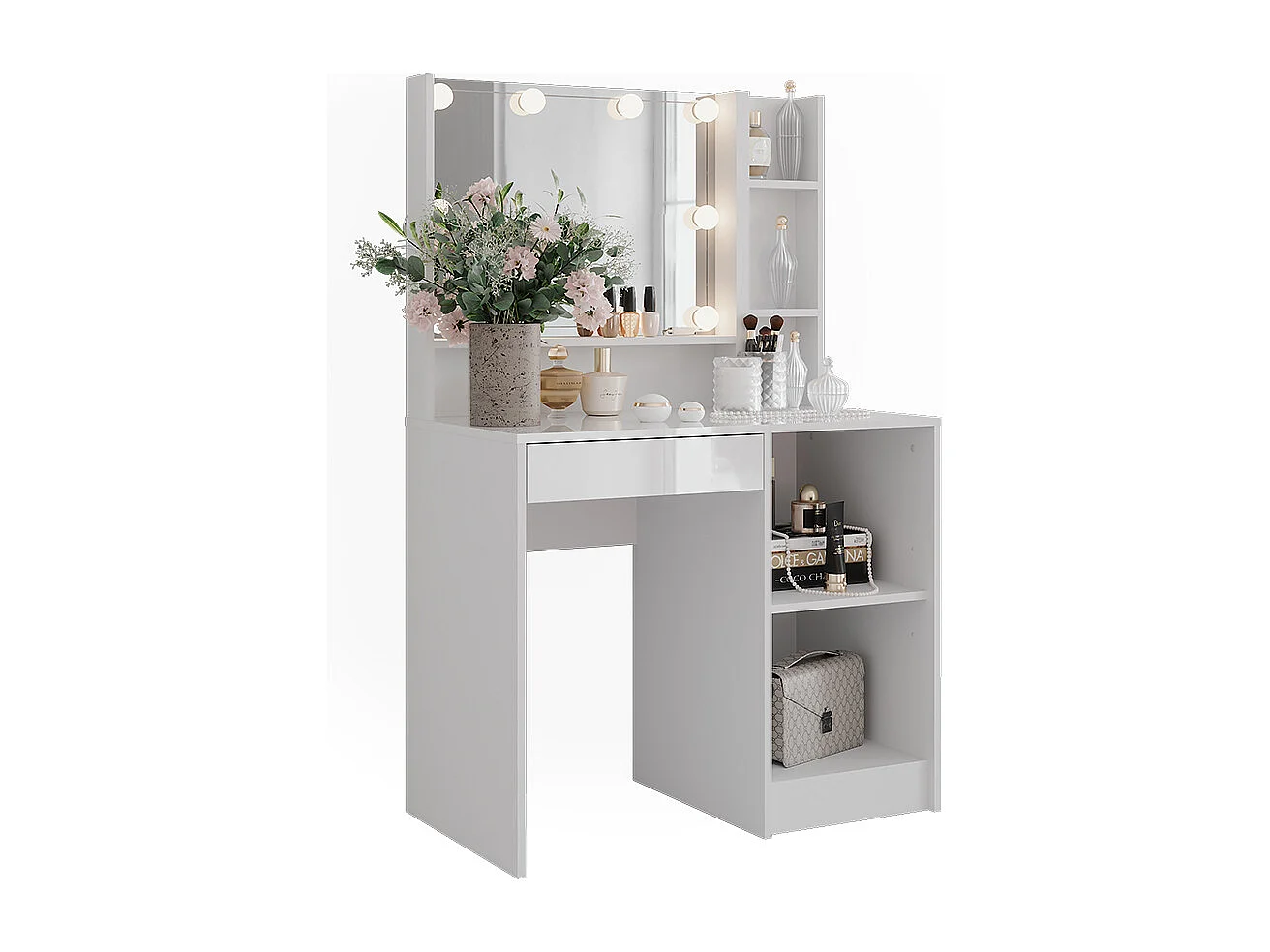 Tocador blanco/blanco alto brillo 89.8x50.1x76 sherry