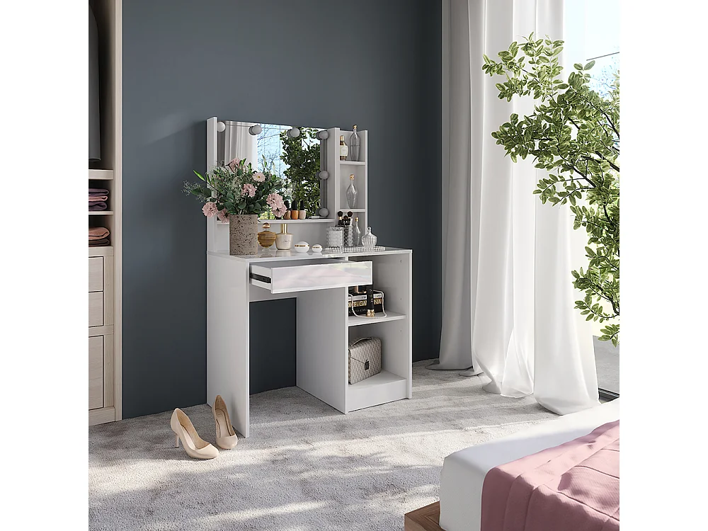 Tavolo da toeletta bianco/bianco lucido 89.8x50.1x76 sherry